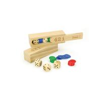 [8192] JEUJURA Coffret en Bois - Jeu de Dés 421 - 3 Dés et 21 Jetons