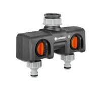 Gardena 819320 Sélecteur d'arrosage sur robinet 2 circuits filetage 33,3 mm, Orange G