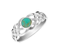 81stgeneration Bague Cabochon Turquoise en Argent Sterling avec Nœud Celtique pour Femme | Bague Nœud D'éternité en Argent 925 | Alliance Irlandaise avec Pierres Précieuses | Motif de Nœuds Tissés