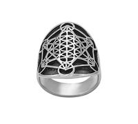 81stgeneration Bague Cube de Métatron en Argent Sterling pour Homme | Bague Géométrie Sacrée en Argent 925 pour Femme | Bijoux Motards Gothiques Punk | Bagues Larges