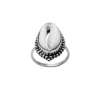 81stgeneration Bague en Argent 925 avec Coquillage Cauri Granulé de Bali | Bague en Argent Sterling avec Perles en Coquillage Naturel | Bijoux de Plage Bohème de Style Indien pour Femmes