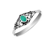 81stgeneration Bague en Argent Sterling avec Cabochon Turquoise Ovale en Filigrane Floral pour Femme | Gothique Victorien | Bague Inspirée en Argent 925 | Art Nouveau Vintage