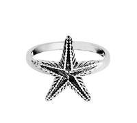 81stgeneration Bague Étoile de Mer Texturée en Argent Sterling | Bague Étoile à Facettes en Argent 925 | Bijoux Bohème Inspirés de la Vie Marine et de la Plage | Cadeaux D'été pour Femmes