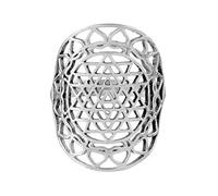 81stgeneration Bague Grand Disque Sri Yantra en Argent Sterling pour Femme | Symbole de Géométrie Sacrée de Style Filigrane | Bague D'Armure Ajourée Surdimensionnée