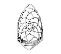 81stgeneration Bague Lotus de Vie en Argent Sterling en Forme de Diamant pour Femme | Motif Ajouré à Géométrie Sacrée | Anneau D'Armure Surdimensionné | Bijoux de Déclaration de Yoga Spirituel