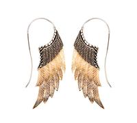 81stgeneration Boucles D'Oreilles Ailes D'Ange en Argent Sterling 925 et Nacre | Grandes Boucles D'Oreilles Pendantes en Plumes Faites à la Main pour Femmes | Bijoux Tendance Style Bohème Chic
