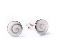 81stgeneration Boucles D'Oreilles en Argent avec Coquillage Shiva Eye pour Femme | Boucles D'Oreilles à Tige en Argent Sterling 925 | Clous D'Oreilles Minuscules en Spirale Ronde