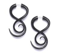 81stgeneration Boucles D'Oreilles Longues en Corne Noire avec Fausses Spirales Torsadées pour Femmes | Grands Cônes D'Oreille Tribaux Tribaux | Faux Écarteurs D'Oreilles à Tourbillons Gothiques