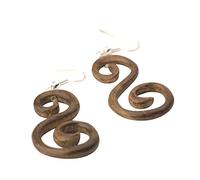 81stgeneration Boucles D'Oreilles Pendantes Longues en Bois Marron à Double Spirale pour Femmes | Tourbillon en Bois Bohème S | Boucles D'Oreilles Tribales en Forme avec Crochets en Argent 925