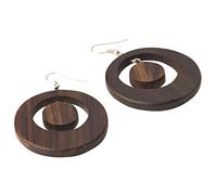 81stgeneration Boucles D'Oreilles Rondes en Bois Faites à la Main avec Crochets en Argent Sterling 925 | Grandes Boucles D'Oreilles Créoles marron