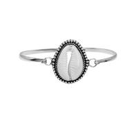 81stgeneration Bracelet Jonc en Argent Sterling 925, Coquillage Cauris de Style Balinais, avec Granulation et Cordage | Bracelet Coquillages Naturels Nautiques pour Femme