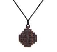 81stgeneration Cinq en Bois Sculpté | Collier avec Pendentif en Croix de Jérusalem Pliable pour Homme et Femme | Bijoux Tribaux Géométriques en Bois Naturel | Symbole Religieux Chrétien