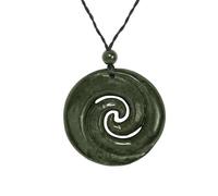 81stgeneration Collier avec Pendentif Double Spirale Koru en Jade Néphrite | Collier Cordon de Style Maori pour Homme | Pierre Verte Véritable | Amulette Tribale Sculptée