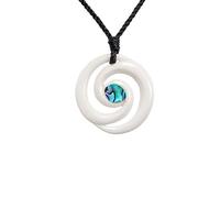 81stgeneration Collier avec Pendentif en Spirale Double Koru en Coquillage Paua Sculpté | Collier Surfeur Réglable pour Homme | Amulette de Style Maori pour Femme | Bijoux Tribaux Faits Main