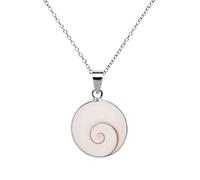 81stgeneration Collier en Argent Sterling avec Grand Coquillage Rond Œil de Shiva | Pendentif Coquillage en Argent 925 sur Chaîne Gourmette de 45cm | Bijoux Bohèmes de Plage pour Femmes