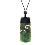 81stgeneration Collier en Jade Néphrite Double Koru Toki Sculpté à la Main | Collier Pendentif en Cristal de Pierre Verte de Style Maori | Colliers Faits à la Main | Bijoux Spirituels