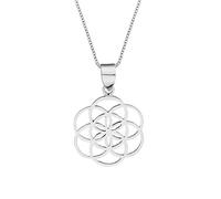 81stgeneration Collier Graine de Vie en Argent 925 pour Femme | Pendentif Mandala en Argent Sterling sur Chaîne Gourmette | Bijoux à Géométrie Sacrée | Motif Ajouré Découpé | Cadeau Symbole Spirituel