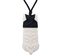 81stgeneration Collier Pendentif Hei-Wheku en Coquillage de Paua Sculpté à la Main | Collier Pendentif Wheku | Collier Surfer Cordon Spirituel pour Homme | Talisman =Masque de Guerrier Style Maori