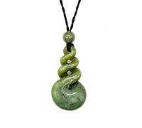 81stgeneration Collier Pendentif Pikorua en Jade Néphrite | Collier Maori Triple Torsion Cordon pour Homme | Bijoux en Pierre Verte Naturelle pour Femmes | Pendentifs Sculptés à la Main