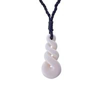 81stgeneration Collier Pendentif Triple Pikorua en Os Sculpté à la Main | Maori | Collier Cordon Réglable Style Twist pour Homme | Bijoux Naturels pour Femmes | Bijoux Tribaux Faits Main