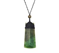 81stgeneration Collier Pendentif Unisexe Pierre Verte Jade Néphrite Sculptée Maori Long Toki Lame