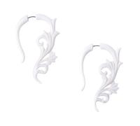 81stgeneration Faux Cônes D'Oreilles Rococo Scroll pour Femmes | Bijoux en Os Sculpté Blanc | Sculpture de Vigne Florale | Boucles D'Oreilles Extensibles Artificielles pour Hommes | Fausses Jauges