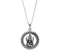 81stgeneration Femmes Hommes Argent Massif 925 Collier Pendentif Hindu Dieu Assis Ganesh, 46 cm