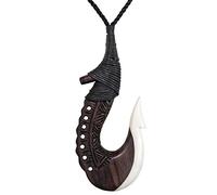 81stgeneration Grand Collier Pendentif en Os et Bois Naturel Hei Matau | Colliers Faits Main de Style Maori pour Femmes | Gros Hameçon | Collier Surfer pour Homme | Bijoux Bohèmes