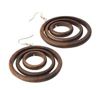 81stgeneration Grandes Boucles D'Oreilles Rondes en Bois Faites à la Main avec Crochets en Argent Sterling 925 | Boucles D'Oreilles Marron Pendantes en Forme de Cercle pour Femmes