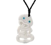 81stgeneration Hei en Os Sculpté | Pendentif Tiki avec Yeux en Coquillage Paua | Collier Surfer en Cordon Symbole Spirituel pour Homme | Amulette Taonga de Style Maori pour Femme | Bijou Tribal Unique