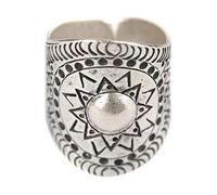 81stgeneration Karen Hill Tribe Bagues en Argent pour Femmes | Bague de Pouce Large et Ajustable en Argent Pur 999 | Bijoux Tribaux Faits à la Main | Motif Soleil de Style Aztèque
