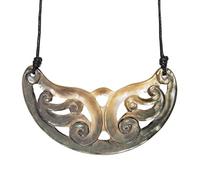 81stgeneration Mère Sculptée | de | Collier Plastron en Perles Ajourées en Spirale | Grand Semi | Pendentif Cercle avec Motif Maori Koru | Collier Cordon Tendance pour Femme