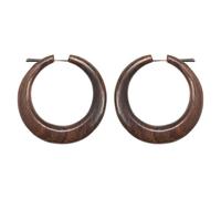 81stgeneration Paire de Grandes Boucles D'Oreilles Créoles en Bois de 5cm | Créoles Coniques en Bois Brun Biologique Faites à la Main pour Femmes | Boucles D'Oreilles Tribales Terreuses