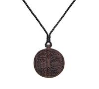 81stgeneration Pendentif Arbre de Vie en Bois Naturel Gravé - Bijoux Bohèmes Celtiques Wiccans - Colliers D'Amitié Faits Main pour Femmes - Amulette Ronde en Bois - Dons Spirituels Positifs