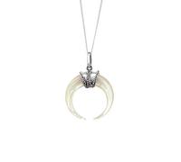 81stgeneration Pendentif Double Corne en Argent 925 et Nacre sur Chaîne Gourmette | Collier en Argent Sterling avec Pendentif Croissant de Lune Céleste | Bijoux à Symboles Cosmiques
