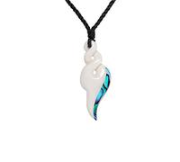 81stgeneration Pendentif Pikorua en Os Sculpté avec Coquillage Paua | Collier Surfeur Réglable pour Homme | Amulette à Double Torsion de Style Maori pour Femme