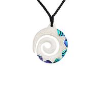 81stgeneration Pendentif Spirale Koru en Os Sculpté avec Coquillage Paua | Collier Cordon Réglable pour Homme | Amulette pour Femme de Style Maori avec Gravures de Motifs Tribaux