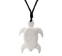 81stgeneration Pendentif Tortue en Os Sculpté Gravé D'Un Masque Maori | Bijoux Tribaux Honu de Style Néo-Zélandais | Sculpture Symbolique en Os Faite à la Main | Collier Cordon Réglable