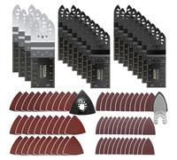 82 lames de scie oscillante Kit, 4 Des lames de scie bi-métal, 16 lames universelles pour scie oscillante, 62 Set de poncage, Convient pour DeWalt Parkside Black&Decker Makita et Plus