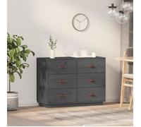 Vidaxl Buffet Gris 100x40x75 Cm Bois Massif De Pin Marron