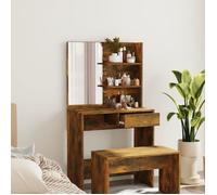 820490 vidaXL Coiffeuse avec miroir Chêne fumé 74,5x40x141 cm