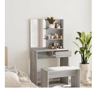 vidaXL Coiffeuse Table cosmétique Sonoma Gris avec miroir 74,5x40x141 cm