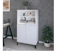 821230 vidaXL Buffet haut Blanc brillant 60x36x110 cm Bois d'ingénierie