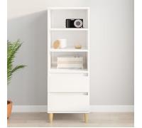 821238 vidaXL Buffet haut Blanc brillant 40x36x110 cm Bois d'ingénierie