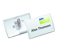 [8214-19] DURABLE Boite de 25 badges combi Epingle et pince Clickfold 5,4X9 cm