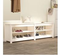 821725 vidaXL Banc à chaussures Blanc 160x36,5x50 cm Bois de pin massif