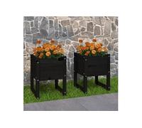 Vidaxl Jardinières 2 Pcs Noir 40x40x52,5 Cm Bois Massif De Pin