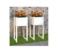 822125 Jardinières 2 pcs Blanc 40x40x81 cm Bois massif de pin