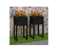 Vidaxl Jardinières 2 Pcs Noir 40x40x81 Cm Bois Massif De Pin