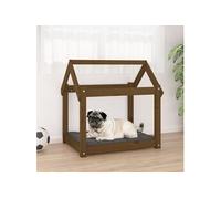 822205 Lit pour chien Marron miel 71x55x70 cm Bois de pin solide